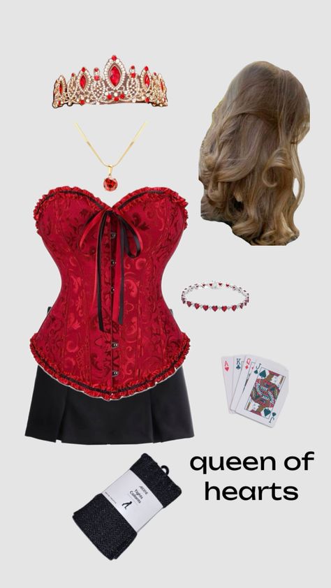 The Queen Of Hearts Costume, Queen Of Hearts Halloween Costume, Queen Of Hearts Halloween, Queen Of Hearts Card, Heart Tights, Brain Storm, Queen Of Hearts Costume, Corset Costumes, Costume Inspo