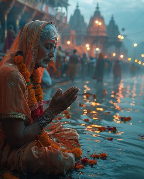 People In Water, Offering Prayer, Golden Lotus, Painting Reference, Mother Nature, Graphic Resources, Lotus, India, Human