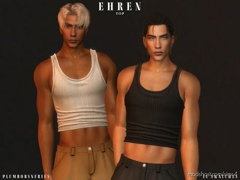 Ehren TOP for Sims 4 at ModsHost! Ribbed Crop Tank Top New Mesh HQ Texture Male | Teen – Elders 14 Swatches Type: Tops Recoloring Allowed: Yes – Do not include mesh Polycount LOD 0 (highest): 10967 Polycount LOD 1: 8321 Polycount LOD 2: 5103 Polycount LOD 3 (lowest): 23 #sims #everyday #teen #elder #mods Men Crop Top, Male Teen, Sims 4 Male Clothes, Sims 4 Challenges, Mens Crop Top, Sims 4 Cas Mods, Sims 4 Mm, Sims Four, Sims 4 Cas