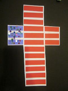 American cross craft. God Bless America! America Theme, Bible Object Lessons, Children's Church Crafts, Sunday School Crafts For Kids, Christian Crafts, Veteran's Day, Cross Crafts, Bible Crafts For Kids, Church Crafts