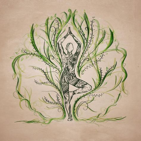 Work available here - http://www.redbubble.com/people/magic-mirror/collections/504062-yoga #yoga #tree #fitness #wellbeing #spiritual #green #exercise #art #painting #drawing #balance #tattoo #henna #hennatattoo #ink Spiritual Mirror Art, Spiritual Wall Mural, Yoga Poster Drawing, Yoga Drawing Art, Energetic Drawing, Spiritual Growth Art, Spiritual Drawings Ideas, Spiritual Doodles, Spiritual Sketches