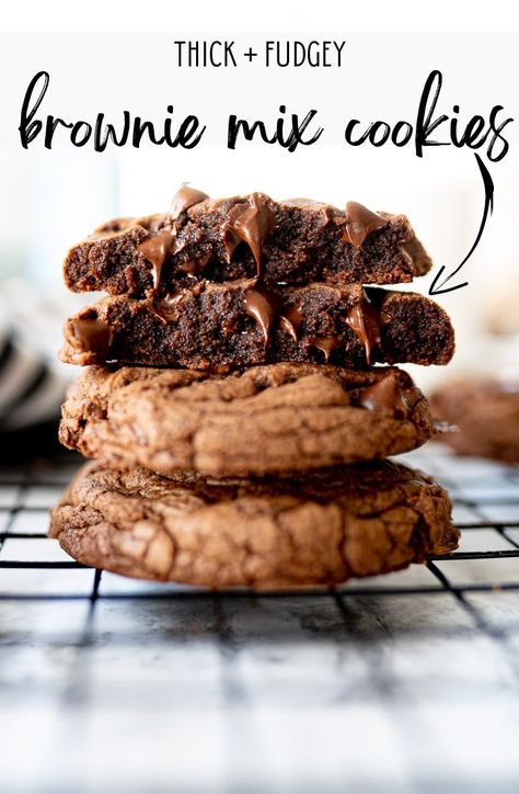 Brownie Mix Chocolate Chip Cookies Betty Crocker Brownie Mix, Ghirardelli Brownie Mix, Cookies 2023, Chocolate Chip Cookie Brownies, Andes Mint Cookies, Soft Ginger Cookies, Brownie Mix Cookies, Drop Cookie Recipes, Baked Sweets