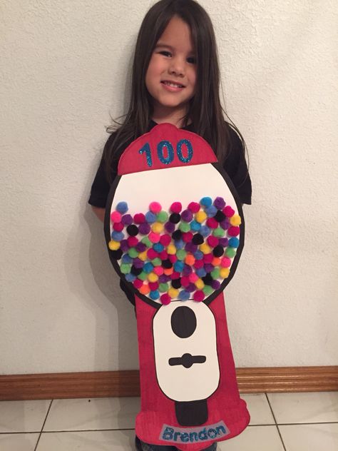 100 Days of School Project    GumBall Machine Dollar Tree Materials Hundred Days Of School, 100 Days Of School Project Kindergartens, 100 Day Project Ideas, School Project Ideas, 100 Días De Clases, Superhero School, 100th Day Of School Crafts, Polar Bear Craft, 100 Day Of School Project