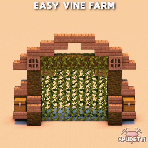 Vine Farm Minecraft, Minecraft Glowberry Farm, Coco Bean Farm Minecraft, Minecraft Moss Farm, Chest Room Ideas Minecraft, Minecraft Fruit Stand, Minecraft Vines Pixel, Minecraft Lamp Post Ideas Cottagecore, Melon Farm Minecraft