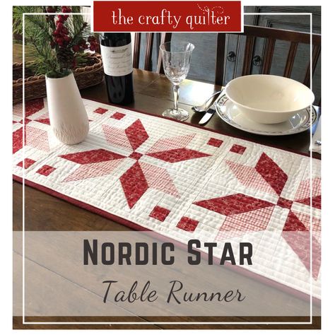 Nordic Crochet, Table Runner Free Pattern, Framed Quilt, Star Table Runner, Nordic Star, Quilted Table Runners Christmas, Snowflake Quilt, Christmas Table Toppers, Quilted Christmas Stockings