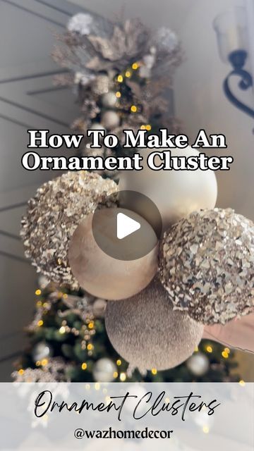 MICHELLE | Neutral Modern Home on Instagram: "Here’s how to make an Ornament Cluster! Steps below ⬇️  Comment LINK for products and steps!! Save and share for later!   Ornament clusters are the way to FILL SPACE and give a beautiful visual appeal!! Change it up with ornaments of different sizes, colors, and textures! I tried this a few times and the ornaments were loose and moving around but I have some tips to eliminate that below ⬇️   ✨Start with an 18 inch piece of floral wire.  ✨Place first ornament in the middle and twist wire to secure from moving.  ✨Place one ornament on each piece of wire and then twist two pieces of wire together to secure.  ✨ Repeat with another set of ornaments twice.  ✨ Use ornaments of different sizes, colors, and textures!   #treedecorations #ornamentclusters Making Ornament Clusters, Clustering Christmas Ornaments, Christmas Ball Clusters On Tree, Christmas Tree Ornament Clusters, How To Cluster Christmas Balls, Large Ornaments On Tree, Ornament Clusters Diy, Rose Gold Christmas Tree Ideas, Cluster Ornaments On Tree