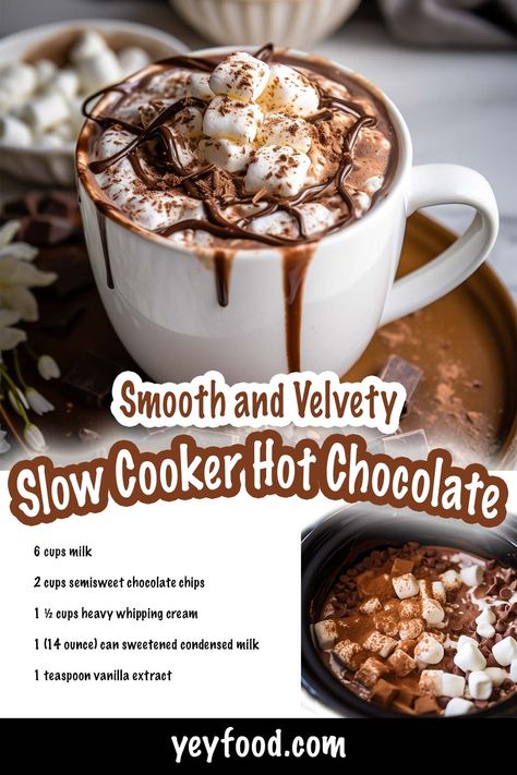 Yeyfood.com: Recipes, cooking tips, and kitchen hacks for home cooks of all levels Pampered Chef Hot Chocolate, Mini Crockpot Recipes Desserts, Instant Pot Hot Chocolate For A Crowd, Hot Cocoa In Crock Pot, Rumchata Hot Chocolate Crock Pot, One Cup Hot Chocolate, Holiday Crockpot Drinks, Hot Chocolate Variations, Make Ahead Hot Chocolate