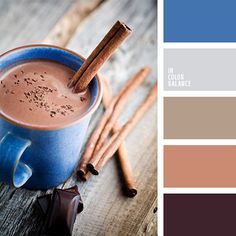 In Color Balance, Classic Hot Chocolate, Color Palette Ideas, Wall Living Room, Color Palette Challenge, Palette Ideas, Pastel Palette, Blue Colour Palette, Color Palette Design