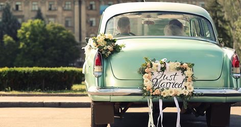 Benefits For Bundling Home And Car Insurance As Newlyweds | TD Insurance Just Married Car Ideas, Just Married Auto, Curried Goat Recipe, Wedding Car Decor, Couple In Car, Best Destination Wedding Locations, Just Married Sign, Just Married Car, Love Attraction