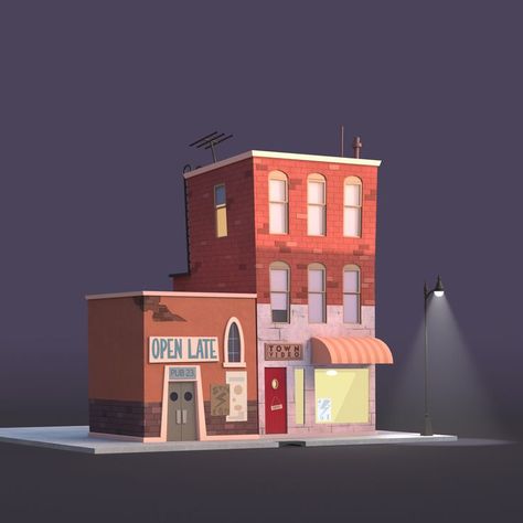 low poly building Bulding Illustrator, Futuristic Building Concept Art, Blender Building, Stylized Building, Low Poly Building, Smile Movie, Logo Rabbit, Paris Buildings, Cartoon Building