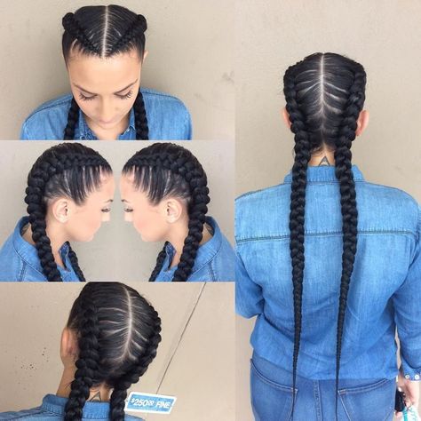 252 Estilos de Trenzas Africanas – Ideas de Peluqueria Manuela Jurado Salón Kepang Dua, Long Cornrows, Two French Braids, Two Braid Hairstyles, New Natural Hairstyles, Braids Black, Twisted Hair, Fashion French, French Braids