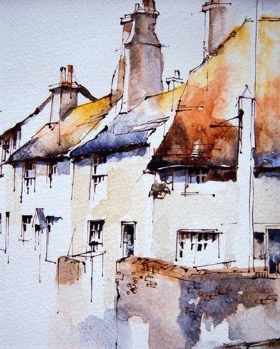 Line And Wash, Watercolor Architecture, Watercolour Inspiration, Watercolor Painting Techniques, 수채화 그림, Watercolor Landscape Paintings, Landscape Drawings, Watercolor Sketch, Urban Sketching