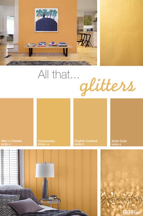 Colorfully, BEHR :: FAQ: All That Glitters Deep Gold Paint Color, Tumeric Paint Color Walls, Gold Color Paint For Walls, Behr Gold Paint Colors, Yellow Behr Paint Colors, Gold Wall Color, Gold Paint Colors For Walls, Mustard Yellow Paint Colors, Mustard Yellow Paint