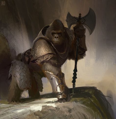 Gorilla Warrior Colour Sketches, Animal Warrior, Gorillas Art, Concept Art World, Gaming Anime, Fantasy Races, Anime Design, Planet Of The Apes, Monster Design