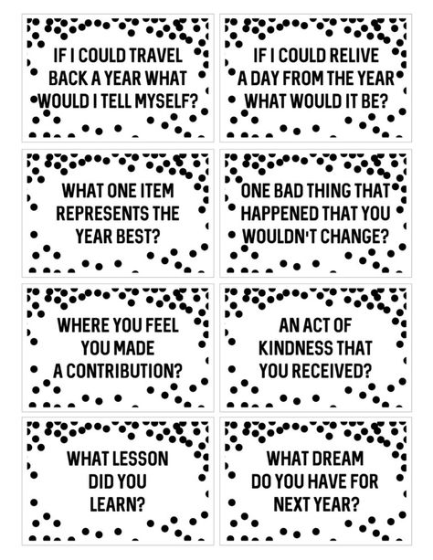 Fun New Year's Eve party game to play. Use these New Year reflective questions to start some fun conversation #papertraildesign #HappyNewYear #HappyNewYears #NewYearquestions #NewYearsQuestions Free Printable New Years Eve Reflection Questions, New Year Reflection Questions, New Year Questions, Year Reflection Questions, New Year Reflection, New Year Game, Nye Games, Reflection Activity, New Year Wishes Cards