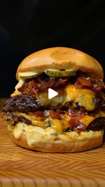 Dwight Smith on Instagram: "Bacon Jam Double Cheeseburger   This was incredible. The sweet and salty hit from the bacon jam on top of those smash burger patties.   Bacon Jam Recipe   Ingredients; 8 strips Bacon - chopped  1 small white Onion - diced  1 clove Garlic - minced 2 sprigs Thyme - chopped  1/4 cup Brown sugar 2 tablespoons Maple syrup 1/4 cup White vinegar  1 teaspoon Salt 2 teaspoons cracked Black pepper  Method, Render chopped bacon in a skillet until bacon is crispy. Carefully remove bacon from pan. Sweat your diced onions garlic and thyme in the remaining bacon fat. Allow this to cook for 3-4 minutes on medium heat while stirring. Add brown sugar, maple, and vinegar and bring this up to a simmer. Allow this to cook for 4-5 minutes or until liquid starts to thicken up. Remove Meals With Bacon, Bacon Jam Burger, Bacon Jam Recipe, Double Cheeseburger, Burger Patties, Bacon Jam, Where's The Beef, Bacon Cheeseburger, Jam Recipe