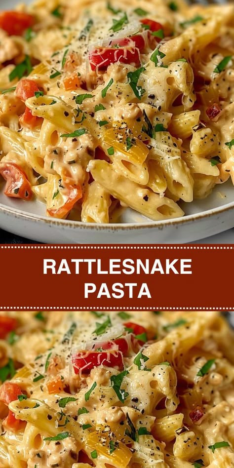 Pasta Add Ins, Penn Pasta Recipes, Easy Food Recipes For Dinner Cheap, Rattlesnake Pasta Recipe, Chicken Penne Pasta Recipes, Easy Dinner Recipes Healthy Cheap, Jalapeno Pasta, Pasta With Bell Peppers, Rattlesnake Pasta