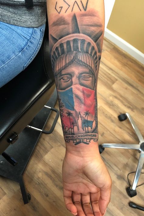 Dominican Flag Tattoo Ideas, Dominican Map Tattoo, Dominican Inspired Tattoo, Dominican Tattoo Ideas For Men, Dominican Tattoo Ideas Women, Dominican Tattoos, Tattoo Ideas New York, New York Inspired Tattoo, Dominican Flag Tattoo