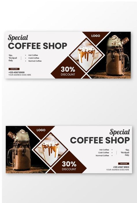 restaurant food coffee sale social media post facebook cover page timeline web ad banner#pikbest#Templates#Others#Others Shop Banner Design, Lobby Ideas, Coffee Sale, Web Ads, Ad Banner, Discount Logo, Post Facebook, Real Coffee, Coffee Shop Design