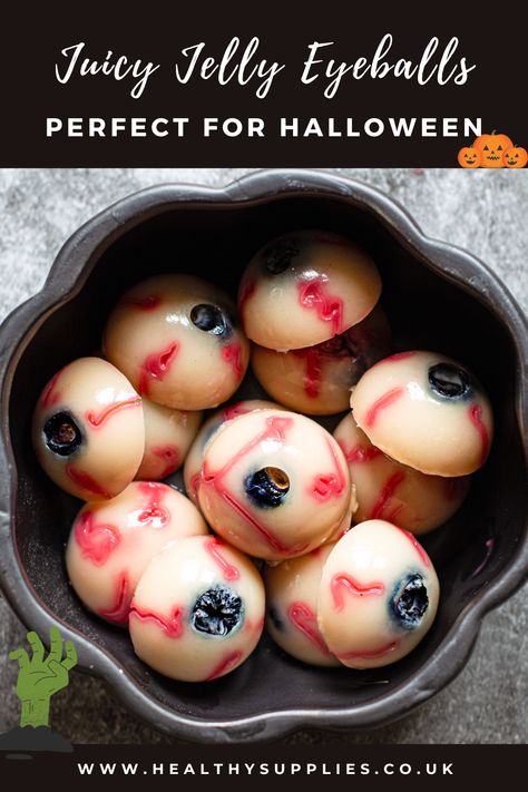 👁️🎃 Get ready for a spine-tingling sensation! Our Juicy Jelly (vegan-friendly) Eyeballs are the creepiest, tastiest Halloween treat around. Dare to try them? #HalloweenRecipes #SpookySnacks 👁️👻 Spooky Snacks, Halloween Treat, Halloween Food, Halloween Recipes, Halloween Treats, Vegan Friendly, Get Ready, Halloween Party, Jelly