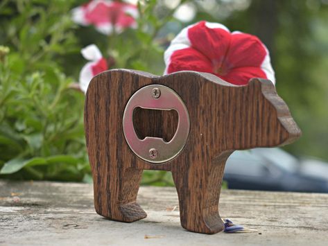 Beer Bottle Opener Diy, Bottle Opener Diy, Bear Bottle, Cnc Machine Projects, Wood Bottle Opener, Bottle Cap Opener, Wooden Bottle Opener, Wood Bottles, Computer Desks