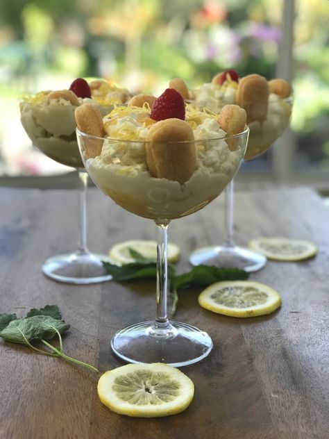 Easy Summer Limoncello Tiramisu - Proud Italian Cook Lemoncello Tiramisu, Limoncello Tiramisu, Italian Cooking, Italian Desserts, Lemon Curd, Trifle, Easy Summer, Flan, Just Desserts