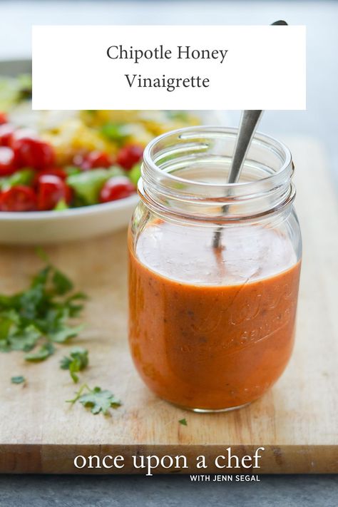 Copycat Recipe: Chipotle Mexican Grill's Chipotle Honey Vinaigrette Chipotle Honey Vinaigrette, Chipotle Vinaigrette, Honey Vinaigrette, Chipotle Mexican Grill, Once Upon A Chef, Salad Dressing Recipes Homemade, Spicy Tomato Sauce, Mexican Grill, Homemade Salads