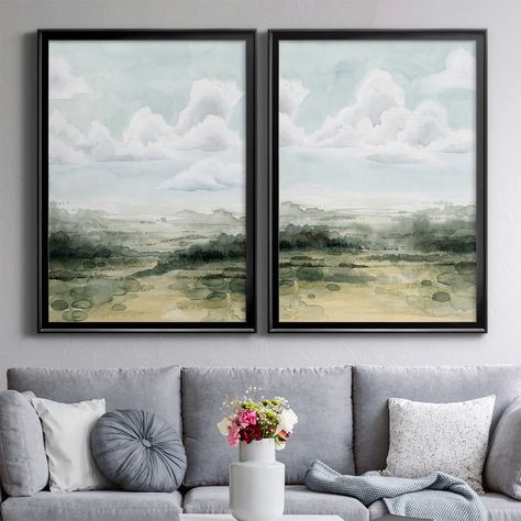 Union Rustic Valley Highlights I Framed On Canvas 2 Pieces Print & Reviews | Wayfair 4 Picture Frame, Brown Watercolor, Plain Frames, Black And White Living Room, Pastel Sunset, Upstairs Bedroom, Picture Frame Art, Traditional Landscape, Gold Picture Frames