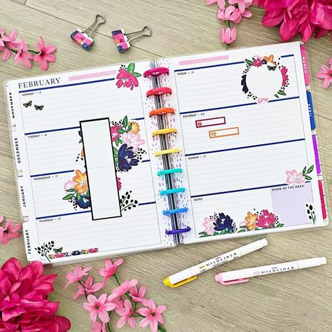 Horizontal Happy Planner, Happy Planner Horizontal Layout Ideas, Horizontal Planner Layout, Planner Horizontal Layout, Planner Spread Inspiration, Happy Planner Accessories, Faith Planner, Horizontal Planner, Planner Doodles