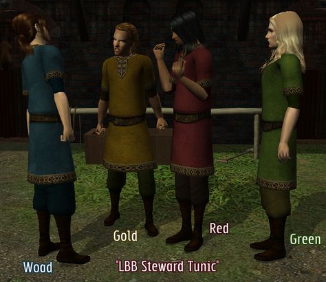 The Medieval Smithy SIMS 2: Male Tunic "Anniversary" Remixes Medieval Tunic, Viking Tunic, Aged Clothing, Medieval Gown, Medieval Clothes, Medieval Clothing, Sims 2, Sims 4 Mods, Historical Fashion