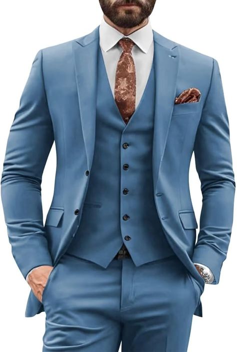 TIJOFA Burnt Orange 3 Piece Suits Slim Formal Suits for Men Regular Fit Men's Single Breasted Suits Sets Classic Peak Lapel Wedding Suits Long Sleeve Suits M at Amazon Men’s Clothing store Copper Tuxedo, Formal Suits For Men, Lapel Wedding, Formal Suits Men, Suits For Wedding, Single Breasted Suit, Slim Fit Suit Men, Suit Men, Wedding 2025