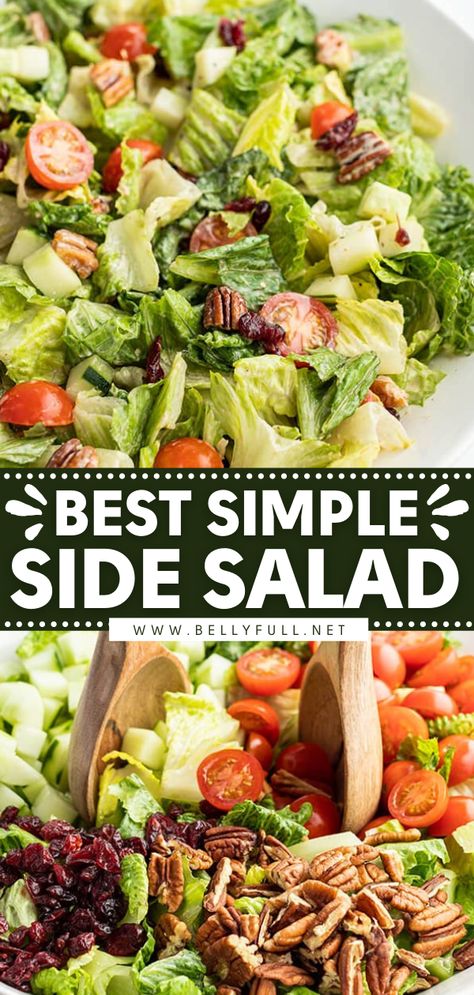 Best Simple Side Salad Easy Green Salad Recipes, Simple Side Salad, Salad Meals, Salad Recipes For Parties, Lettuce Salad Recipes, Bbq Salads, Side Salad Recipes, Steak Side Dishes, Leafy Salad