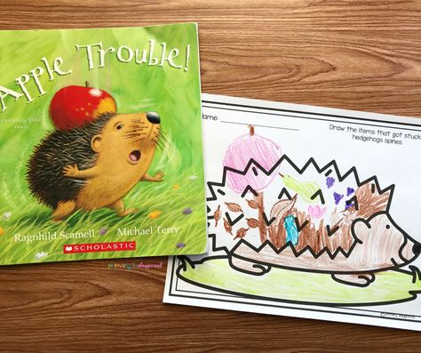 Literacy Snack Hedgehog ~Apple Trouble-Literacy Snack Books About Apples, Hibernation Preschool Activities, Apple Literacy, Primary Playground, Kids Cooking Activities, Apple Kindergarten, Read Aloud Activities, Kindergarten Language Arts, Book Theme