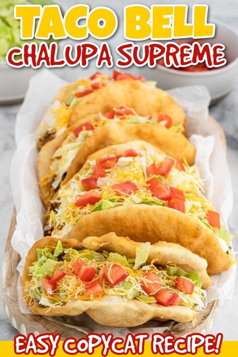 Taco Bell Chalupa, Copycat Meals, Chalupa Recipe, Authentic Mexican Food Recipes, Bunco Food, Mary's Kitchen, Mexican Favorites, Taco Bell Recipes, Meal Rotation