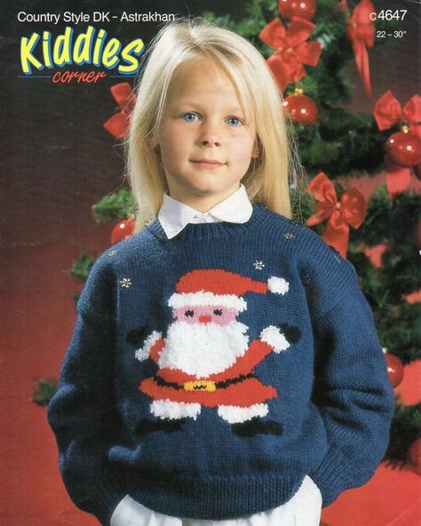 Christmas In July … Knit a Sweet Santa Sweater | KnitHacker Santa Sweater, Holiday Knits, Sweater Knitting Pattern, Sweater Knitting, Christmas Knitting Patterns, Childrens Christmas, Christmas Jumper, Pdf Knitting Pattern, Boys Sweaters