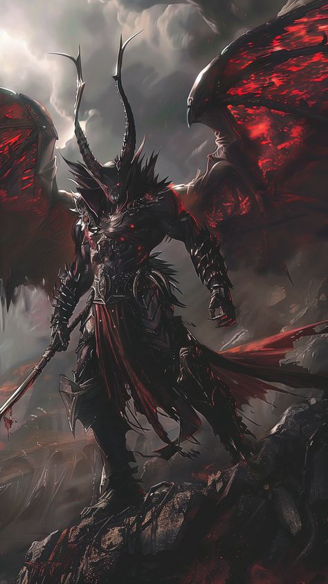 Follow for more!! Vampire God Art, Diety Character Art, Demon King Art, Dark Fantasy Monster, Demon Concept Art, Eerie Landscape, Warhammer Vampire, Shadow Demon, Dragon Transformation