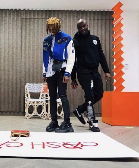 Playboi Carti & Virgil Abloh. 2019 Virgil Abloh Style, Playboi Carti Outfits, Looks Hip Hop, Rapper Outfits, Black Men Street Fashion, Men Street Fashion, Street Style Outfits Men, Billionaire Boys Club, Streetwear Men Outfits