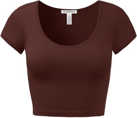 Basic Clothes, Scoop Neck Crop Top, Short Sleeve Tops, Scoop Neck Top, Basic Outfits, Casual Style Outfits, Amazon Women, Style Outfits, White Tops