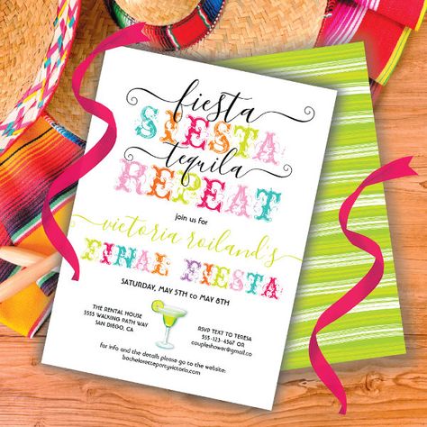 Final Fiesta Bachelorette Party Invitation Final Fiesta Bachelorette Party, Final Fiesta Bachelorette, Fiesta Bachelorette Party, Bachelorette Party Invitation, Up Theme, Lingerie Shower, Bachelorette Invitations, Bachelorette Party Invitations, Modern Invitation