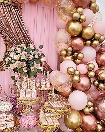 PRICES MAY VARY. Title: BParty 100Pcs PinK Rose Gold Balloon Garland Arch Kit PinK Rose Gold Confetti Chrome Gold Latex Balloons for Birthday Baby Shower Wedding Graduation Party Decorations (Chrome PinK). Product Type: Arborist Merchandising Root > Self Service > Special Features Stores > caa5e178-c039-41b4-8bfd-0b01485bbef9_0 > caa5e178-c039-41b4-8bfd-0b01485bbef9_9401 > Baby Shower Princess Backdrop, Balloon Arch Wedding, White Garland, Quinceanera Decorations, Rose Gold Confetti, Gold Party Decorations, Rose Gold Balloons, Gold Birthday Party, Rose Gold Party