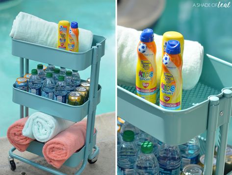 Get Ready for Summer With a Pool Station! Pool Sunscreen Station, Pool Foot Washing Station, Sunscreen Station, Summer Apartment, Apartment Party, Party Stations, Apartment Pool, Hydration Station, Pool Care