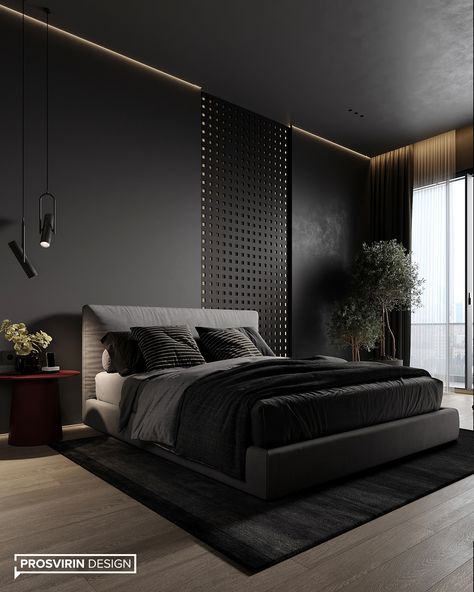 Black Luxury Bedroom, King Size Bed Designs, Black And Grey Bedroom, Simple Bed Designs, Black Bedroom Design, Furniture Studio, Minimalist Bed, Dream Interior, Hotel Room Design