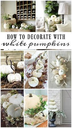 Decorating With White Pumpkins, Pumpkin Flower Pots, Decorating With White, Fall Candle Centerpieces, White Pumpkin Centerpieces, White Pumpkin Decor, Decorate For Fall, Fall Table Centerpieces, Neutral Fall Decor