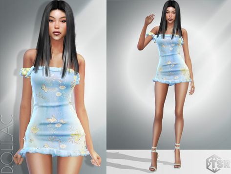 D.O.Lilac's Butterfly Ruffled Mini Dress DO909 Sims 4 Get Together, Sims 4 Wedding Dress, The Sims 4 Custom Content, Sims 4 Stories, Sims 4 Family, Cc Mods, Cc Clothes, Free Sims 4, Ruffled Mini Dress