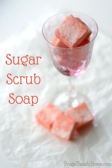 Need an easy gift idea or maybe you want to pamper yourself a little? Make this DIY sugar scrub soap. It’s soap and exfoliator all in one. It’s super easy to make starting with melt and pour soap base. Add any scent you like and color too. Come see just how easy it is to make and give as a gift. Diy Soap Base, Glycerin Melt And Pour Soap Recipes, Melt And Pour Exfoliating Soap, Melt And Pour Goats Milk Soap Recipe, Diy Sugar Scrub Cubes, Sugar Scrubs With Essential Oils, Melt And Pour Soap Base, Diy Sugar Scrub, Easy Gift Idea