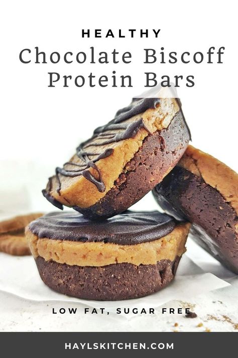 Biscoff Healthy Recipes, Biscoff Bars, Biscoff Protein, Low Calorie Protein Bars, Fat Free Desserts, Protein Sweets, Protein Bar Recipe, Chocolate Protein Balls, Low Calorie Baking