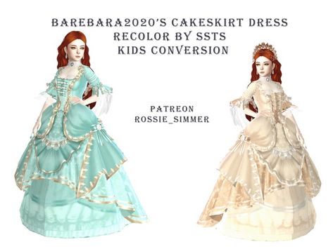 CAKESKIRT DRESS RECOLOR by SSTS kids conversion | Patreon Royalty Sims 4 Mod, Sims 4 Medieval Clothing, Sims 4 Queen Dress Cc, Sims 4 Ball Gown Cc, Kids Long Dress, Royalty Clothes, Mods Ts4, Toddler Formal Dresses, Sims 4 Wedding Dress