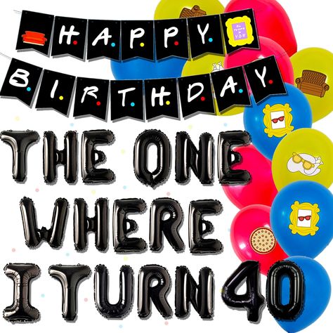 PRICES MAY VARY. Our Old Friend Balloon 40th Kit can make this a wonderful day! The Old Friend kit includes：1 x The One Where I Turn 40 Balloons，1 x happy birthday banner，12 x Old Friend Latex Balloons，Old Friend Alphabet Balloon is 16 inches tall，Latex Balloons is 12 inches tall。HAPPY BIRTHDAY banner Height 8 inches× Width 6.3 inches。 High Quality Material：Banner made of quality heavy cardstock，Old Friend latex balloon made of high quality PVC material，Can be used safely。 Easy Assembly: Just ha 30th Birthday Balloons, 40th Birthday Banner, 40th Birthday Balloons, 30th Birthday Banner, 30th Birthday Ideas For Women, 30th Bday Party, 40 Balloons, 40 Birthday, Birthday Party Background