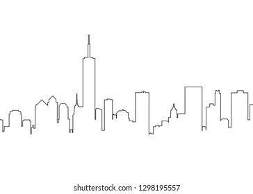 City landscape line Skyline Sketch, City Sketches, Silhouette Architecture, City Outline, Skyline Drawing, American Landmarks, Sketch Images, Outline Images, City Sketch