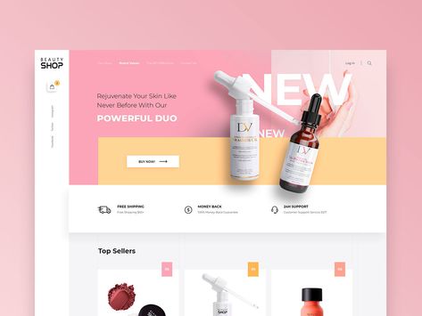 Beauty shop - online store website by Tanya Grogol Luxury Illustration, Desain Ux, Cosmetic Web, Beauty Web, Cosmetic Banner, Online Store Website, Advertising Tips, Online Store Design, Website Banner Design